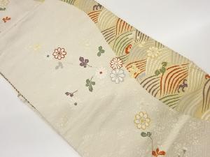 荒波に菊・紗綾形模様織出し名古屋帯